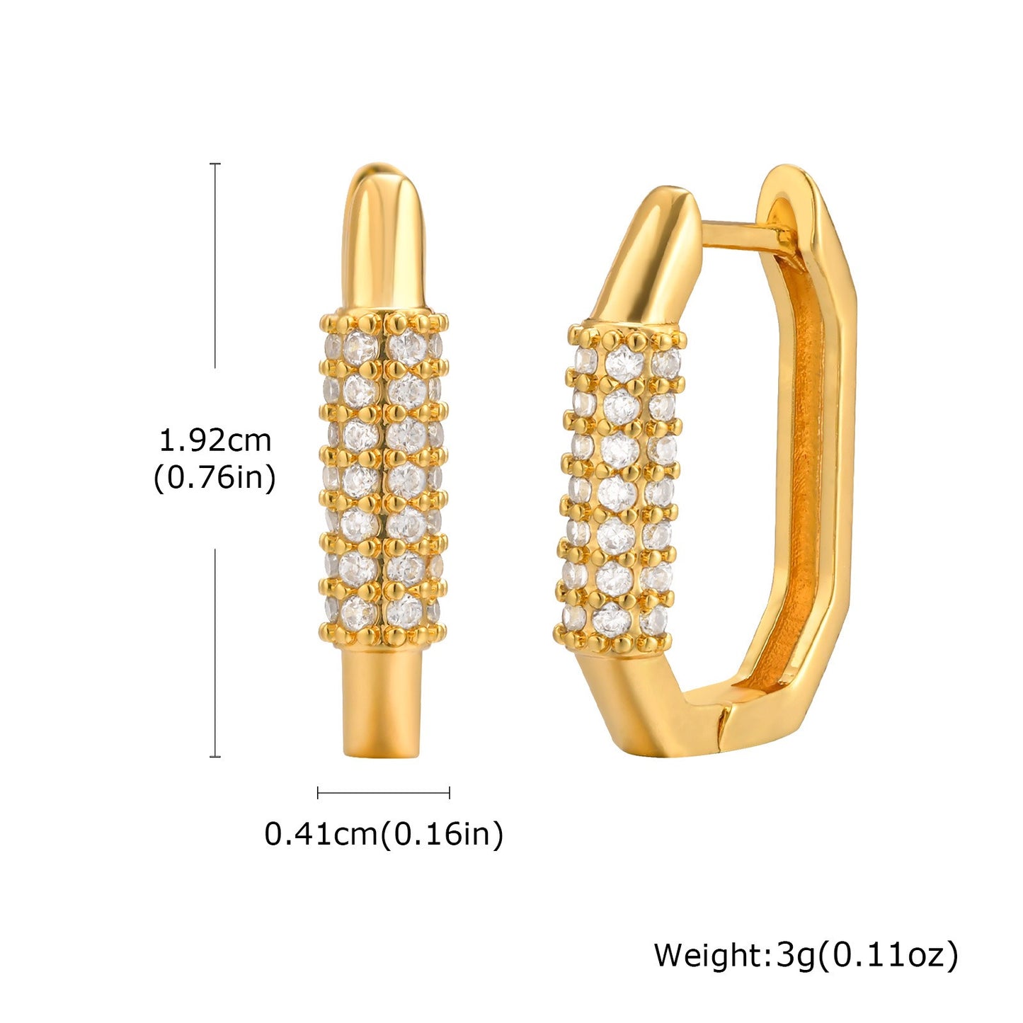 Elegant Copper Geometric Hoop Earrings with Zircon Accents – Timeless Minimalist Jewelry for Women EBD-389