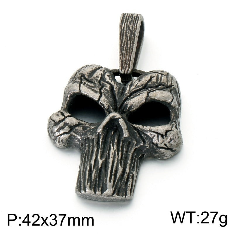 Kemstone Stainless Steel Skull Pendant Necklace for Men Vintage Gothic Distressed Jewelry KP118628-LU