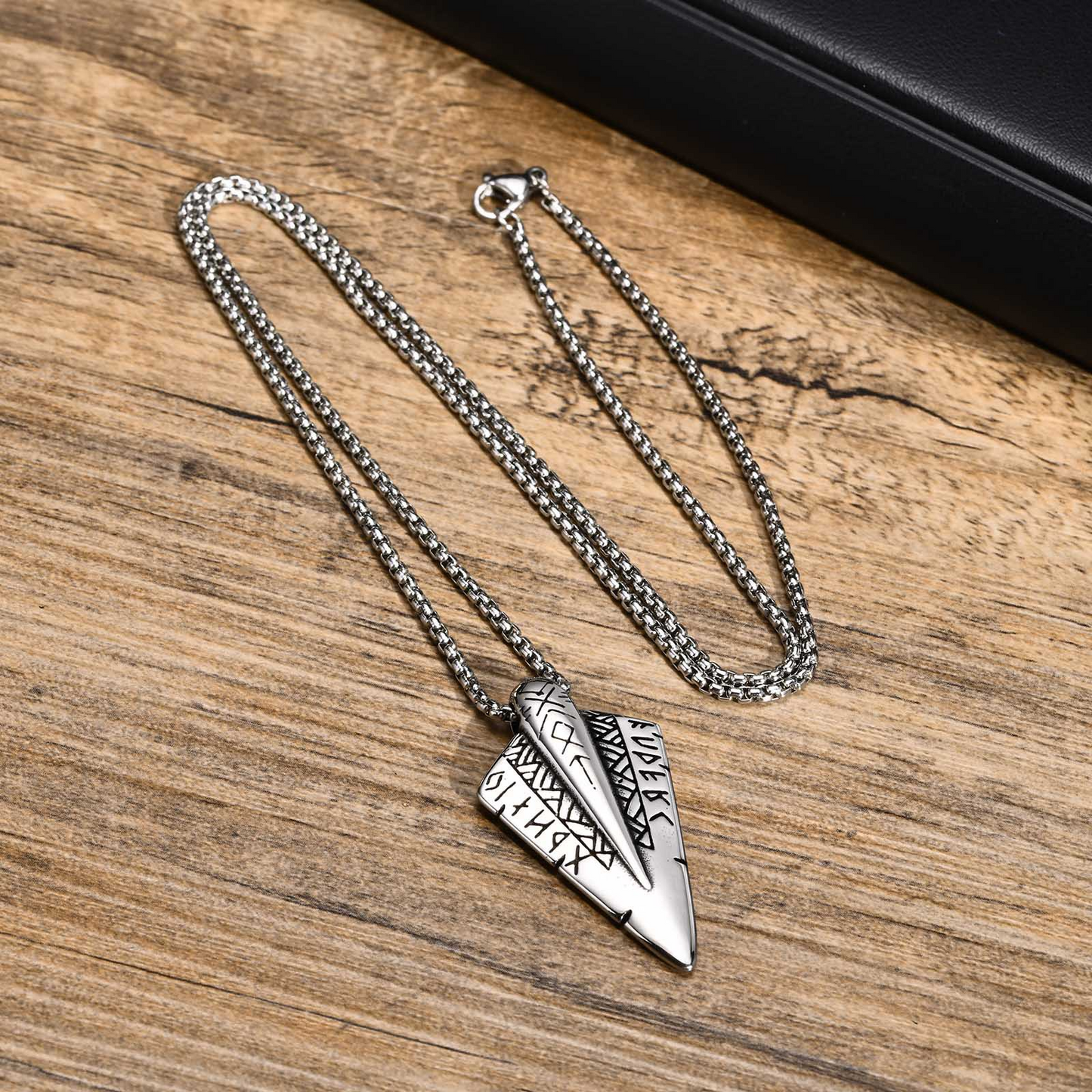 Kemstone Stainless Steel Arrow Pendant Necklace for Men Nordic Symbol Design NC-1417S