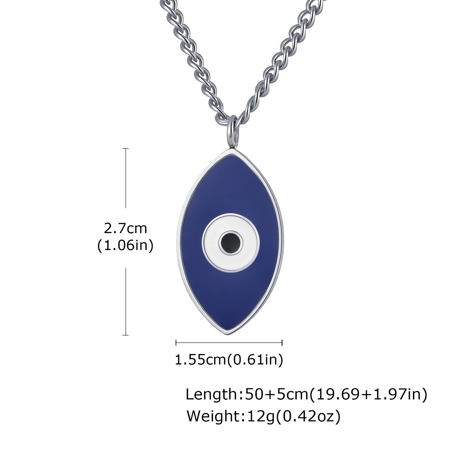 Kemstone Stainless Steel Blue Eye Pendant Necklace for Men NC-2160