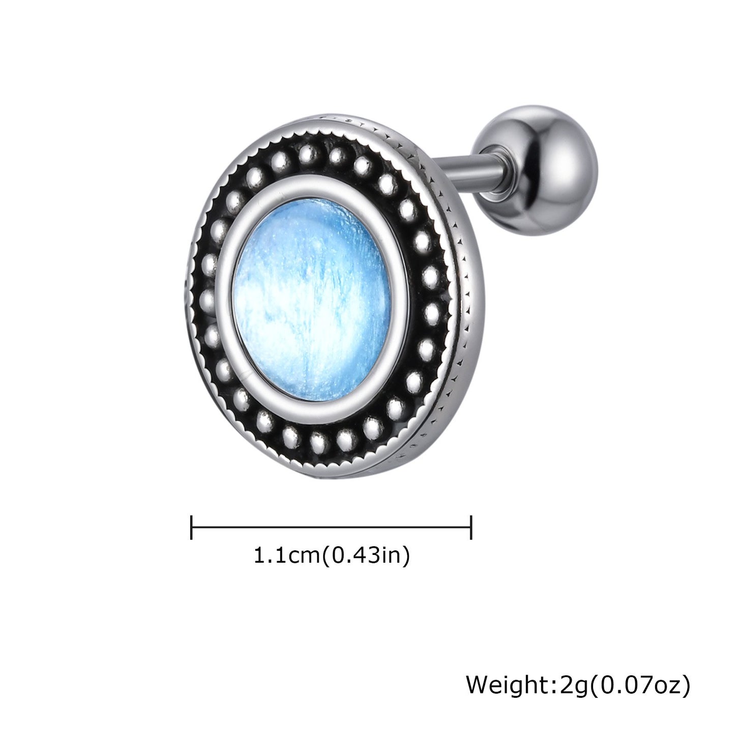 Kemstone Stainless Steel Blue Resin Stud Earrings for Men – Silver ES-769