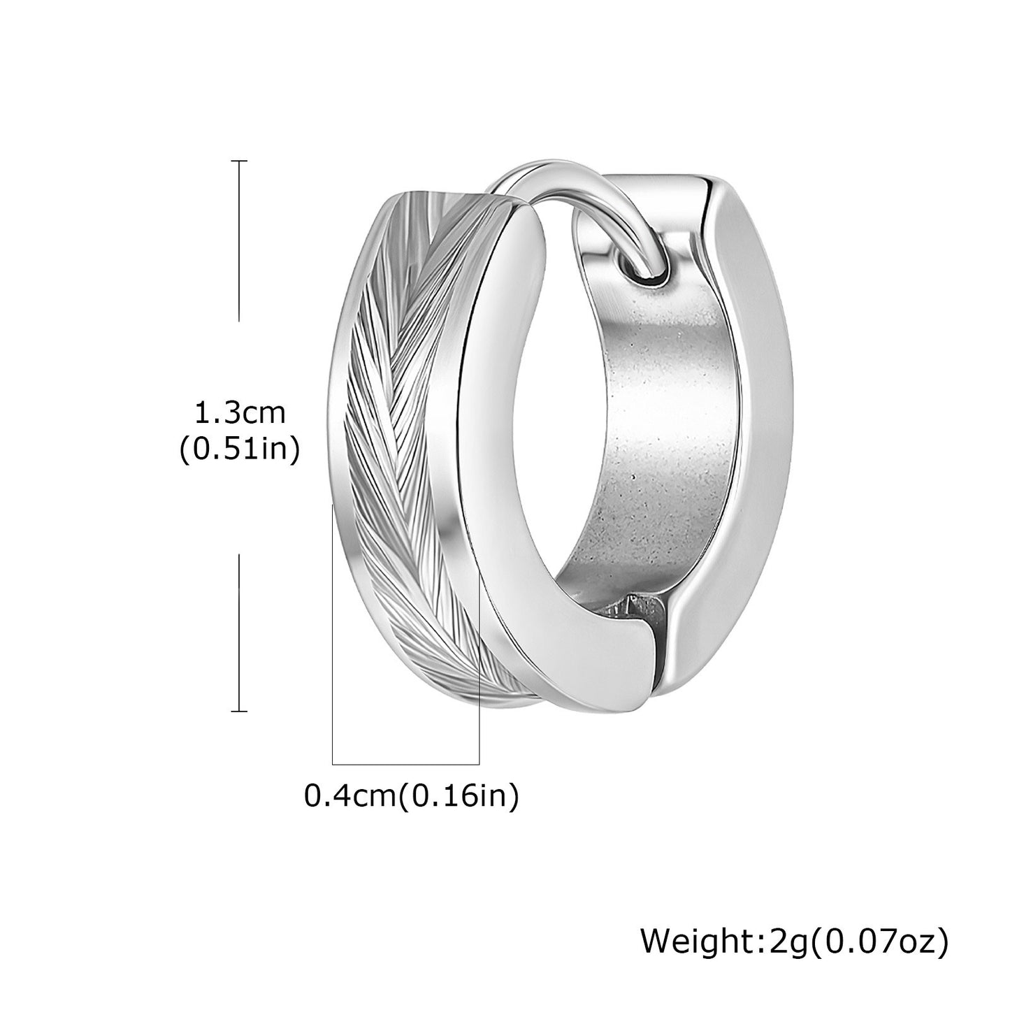 emstone Stainless Steel Textured Hoop Earring for Men – Carved Finish EH-711
