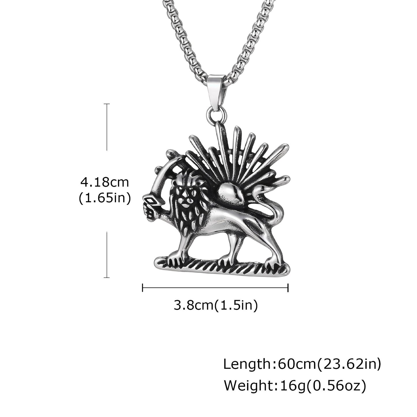 Kemstone Scythe Lion Pendant Necklace – Stainless Steel Hip Hop Chain for Men PN-2348S