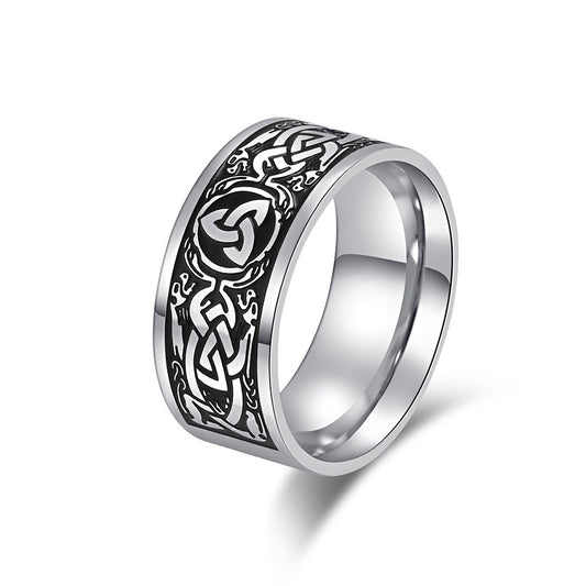 Kemstone Men’s Titanium Steel Celtic Triquetra Ring – Eternal Knot K-R755
