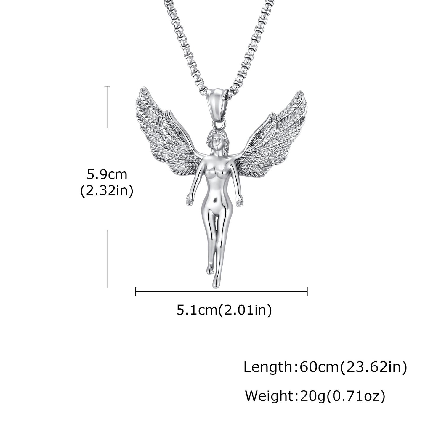 Kemstone Stainless Steel Winged Figure Necklace for Men Vintage Streetwear PN-2414