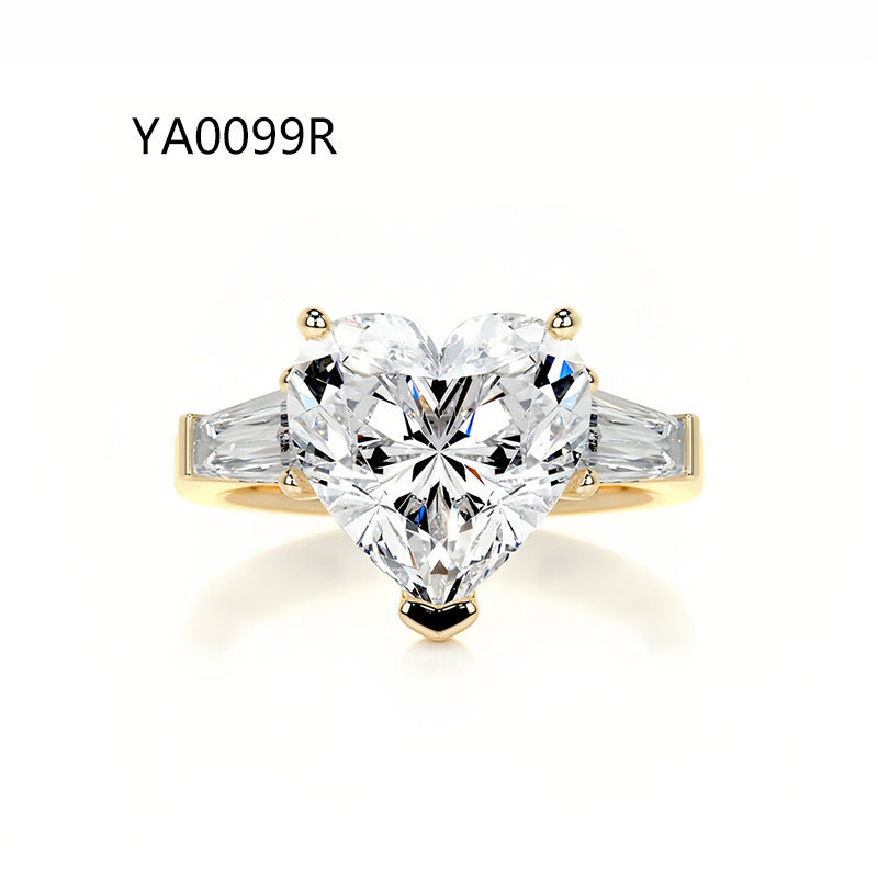 Three-Stone Moissanite Engagement Ring for Women | 2–5CT Heart, Oval, Princess, Emerald Cuts