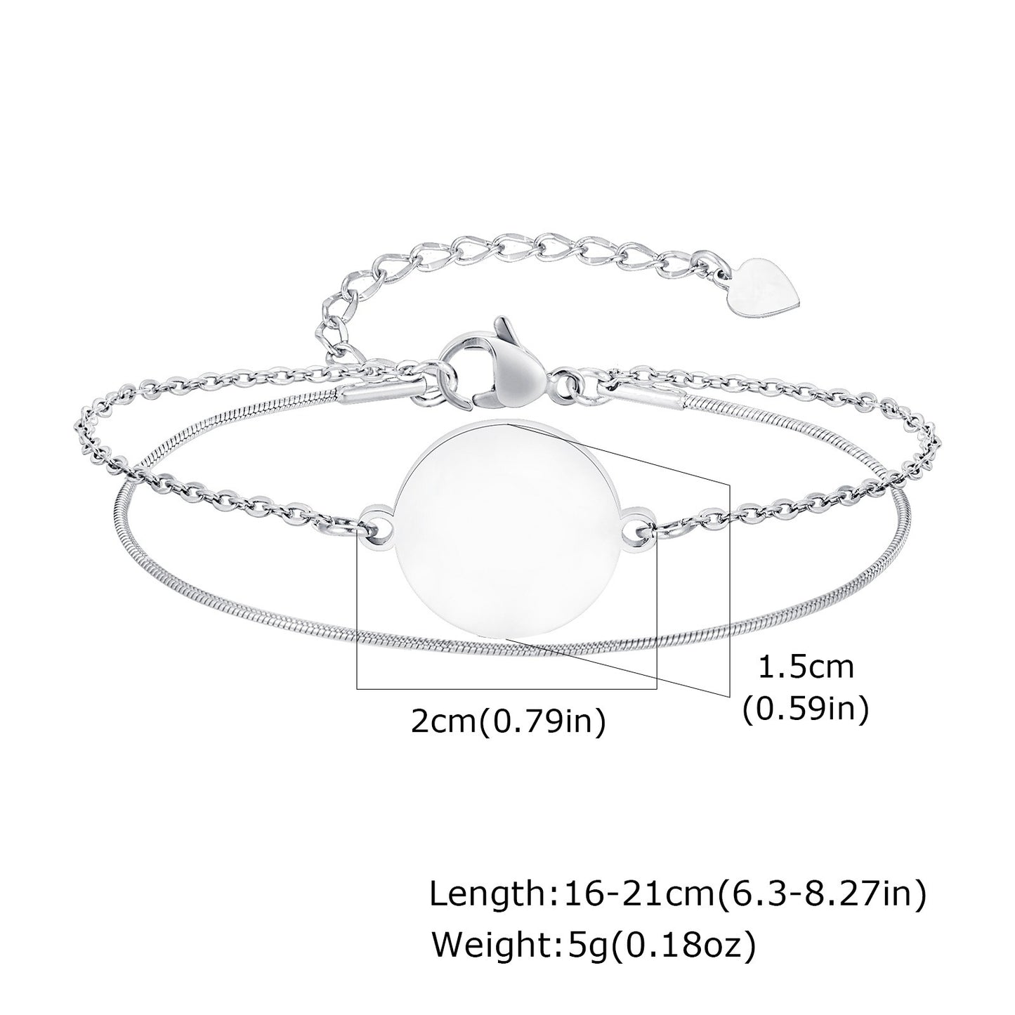 Pulsera de cadena doble de acero inoxidable con grabado personalizado para mujer | Elegante joya apilable de oro con dije personalizado BR1994