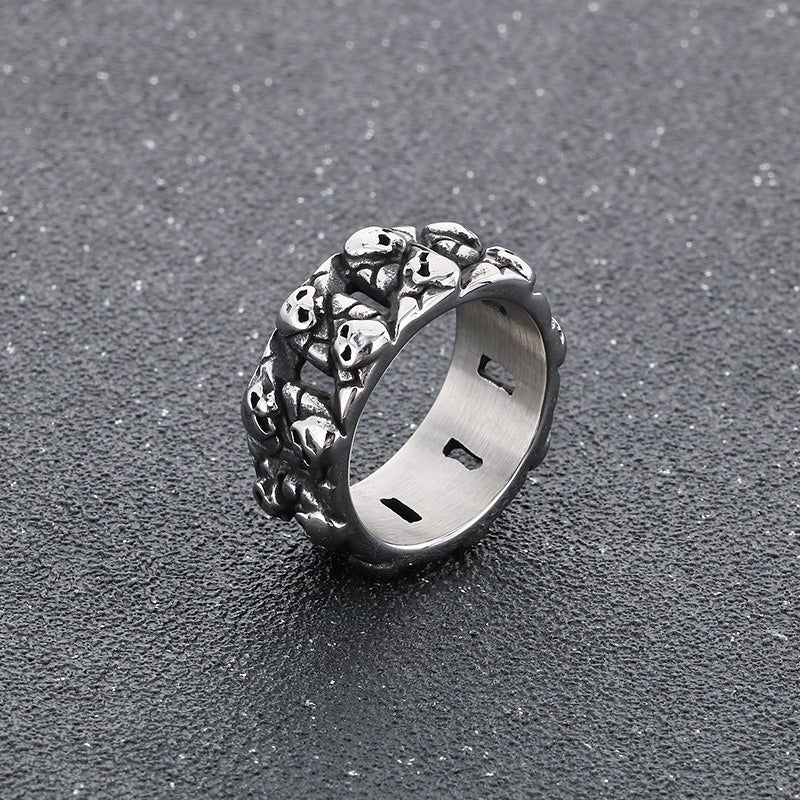 Kemstone Titanium Steel Skull Ring – Vintage Punk Cast Design for Men KR110794-KJX