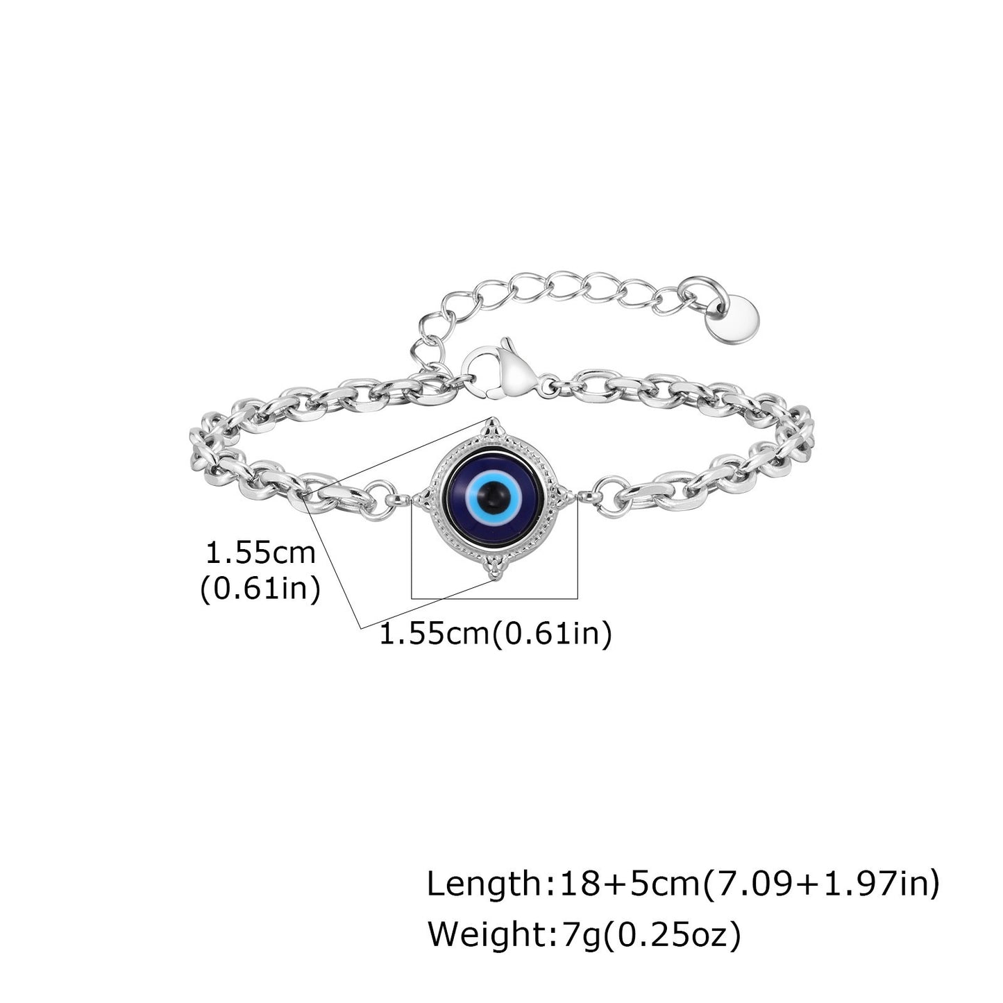 Kemstone Stainless Steel Eye Motif Chain Bracelet for Men Adjustable Link Bracelet BR-2882
