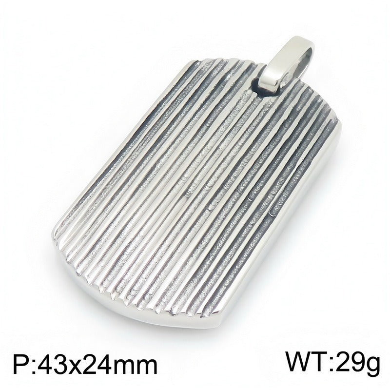Kemston Stainless Steel Textured Tag Pendant Necklace for Men Minimalist KP118338-KJX