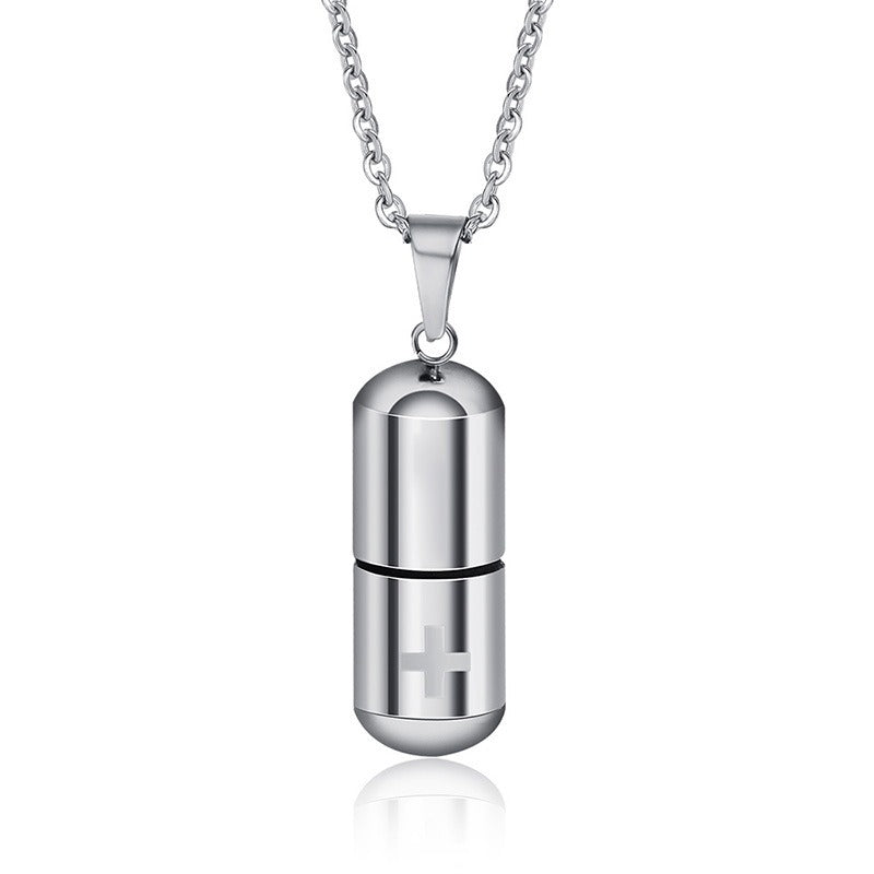 Collar con colgante de frasco de perfume de acero inoxidable Kemstone: diseño minimalista unisex para una elegancia diaria PN-176