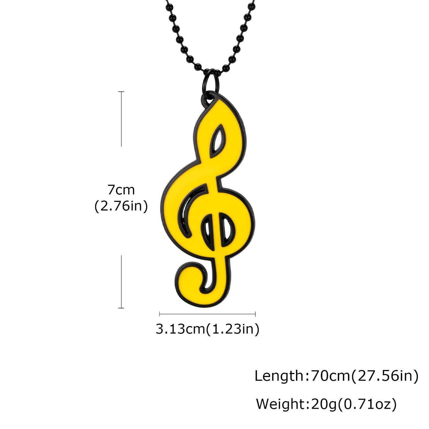 Kemstone Treble Clef Pendant Necklace for Men Colorful Music Note Charm NC-3023