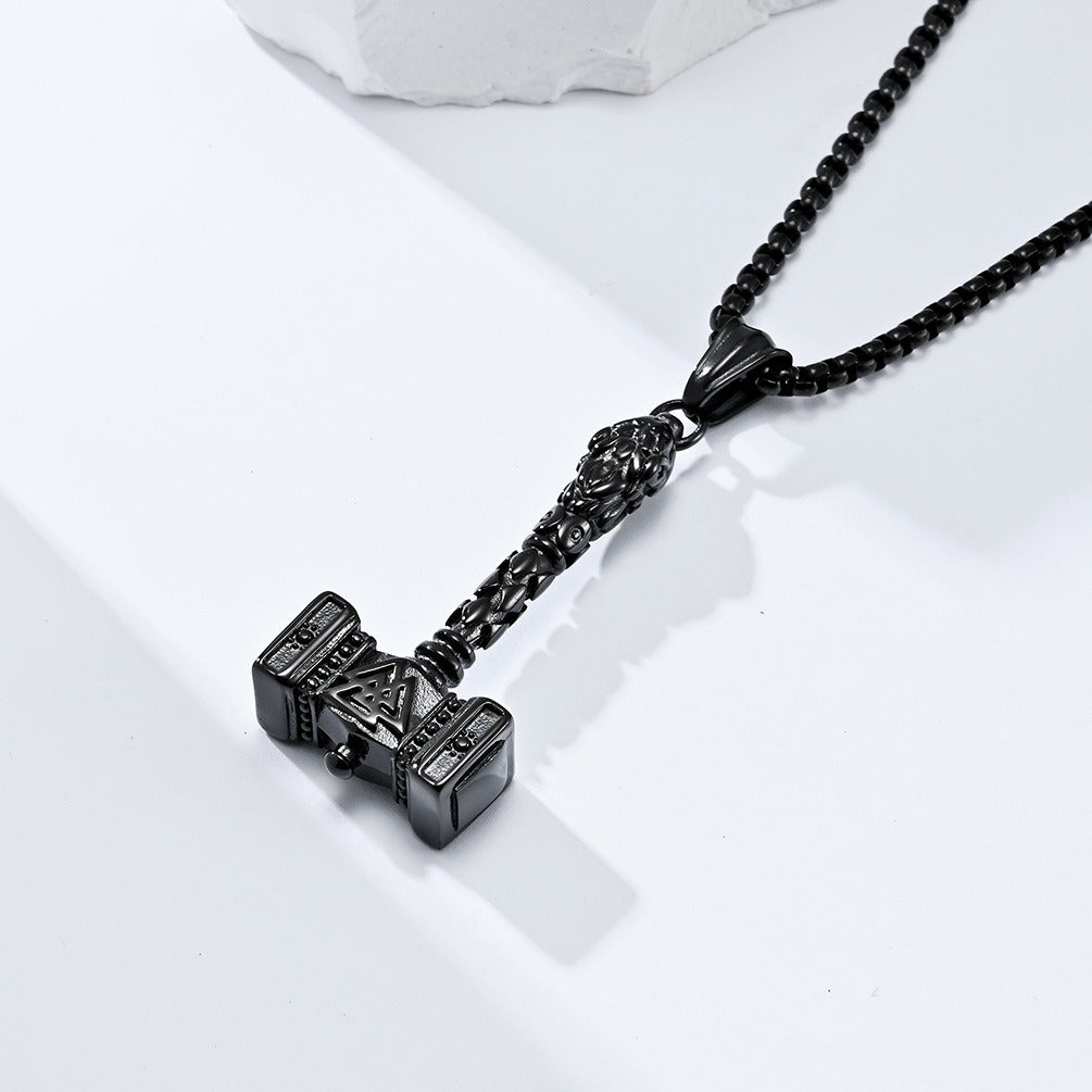 Kemstone Stainless Steel Viking Thor Hammer Pendant Necklace for Men K-PT435