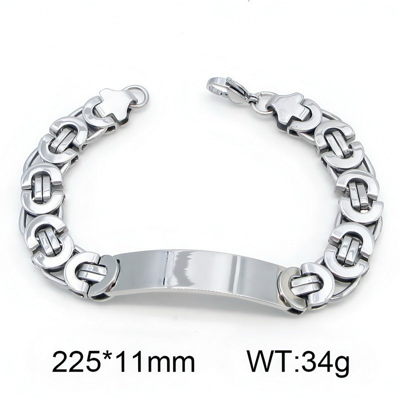 Kemstone Titanium Steel ID Bracelet for Men Curved Plate KB215057-JG