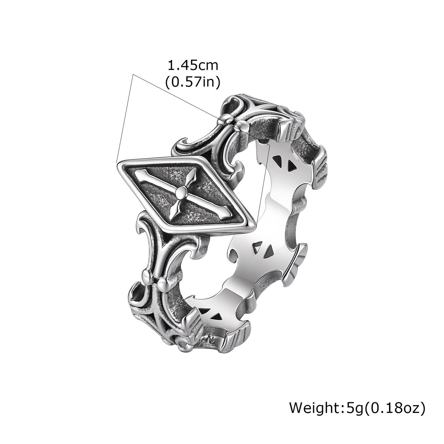 Kemstone Stainless Steel Cross Engraved Ring for Men Women Gothic Vintage Band RC-1145