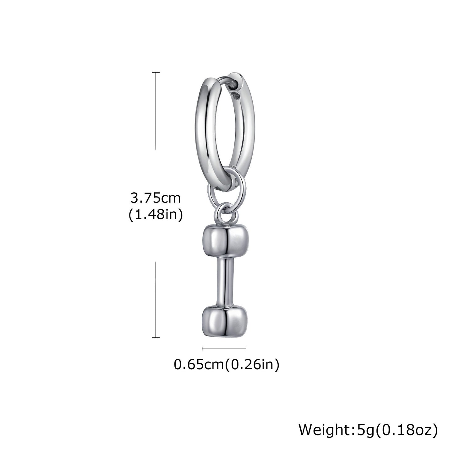 Kemstone Stainless Steel Dumbbell Hoop Earring – Gym Street Style for Men ED-869