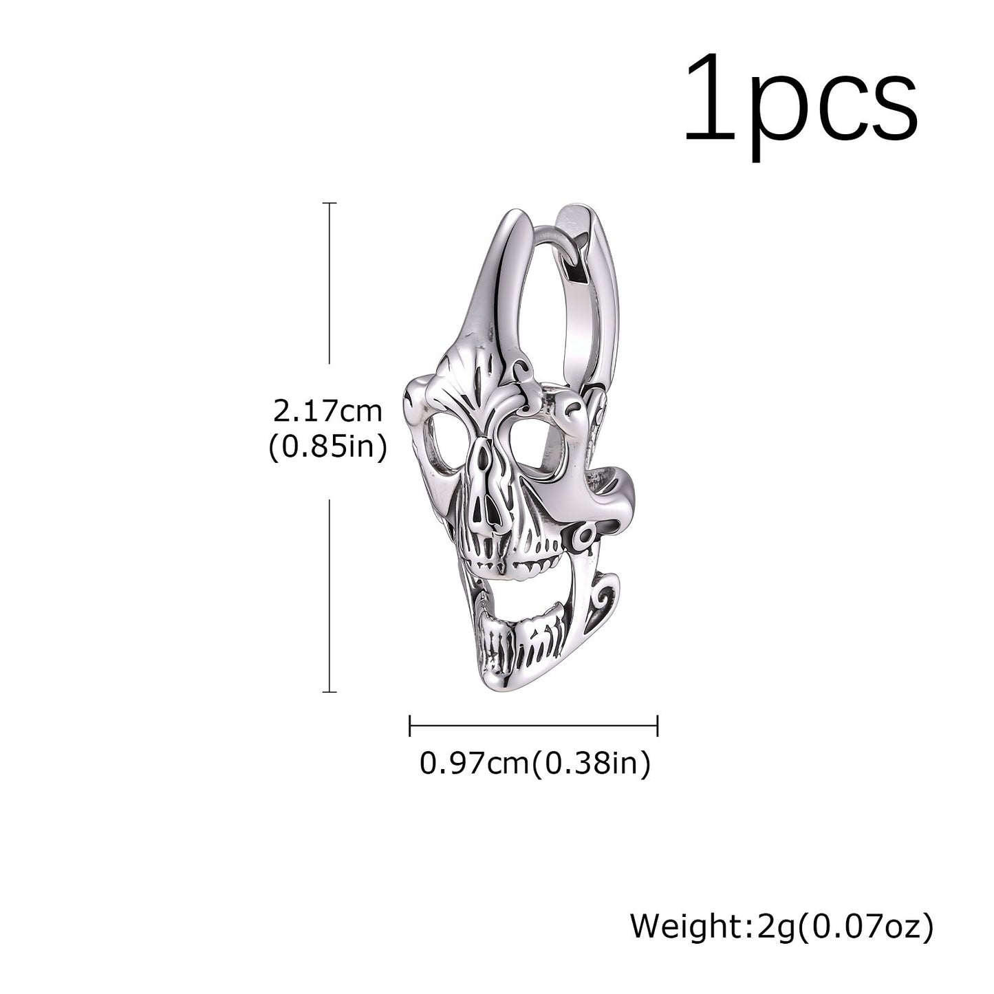 Kemstone Stainless Steel Skull Hoop Earring for Men Gothic Punk Ear Jewelry EH-890