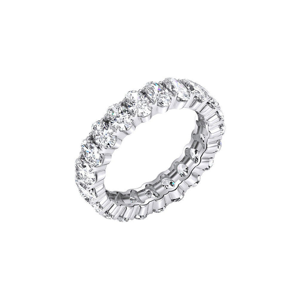 Kemston Oval Cut Moissanite Eternity Ring for Women 925 Sterling Silver SMOR25
