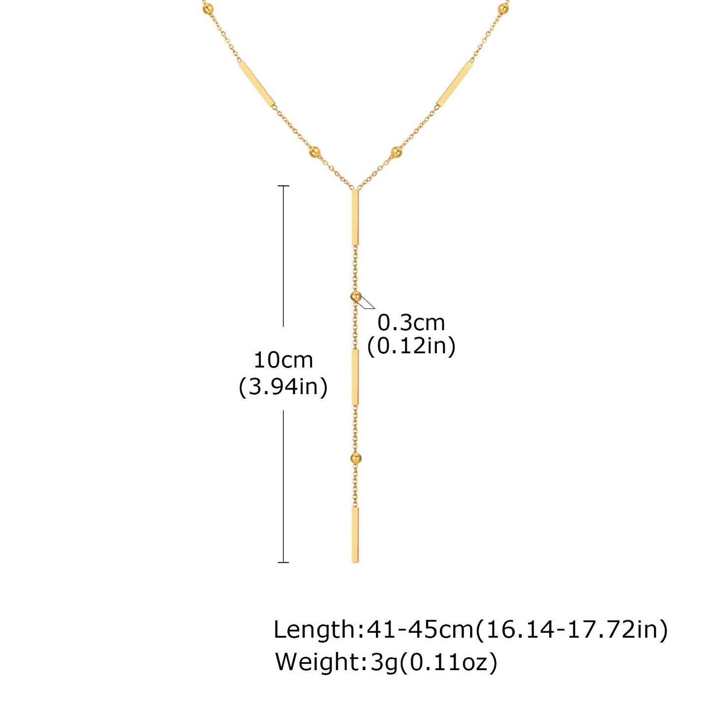 Collar minimalista Kemstone de acero inoxidable con borlas en forma de Y y cuentas espaciadoras cuadradas: detalles dorados atemporales para una elegancia cotidiana NC-2049