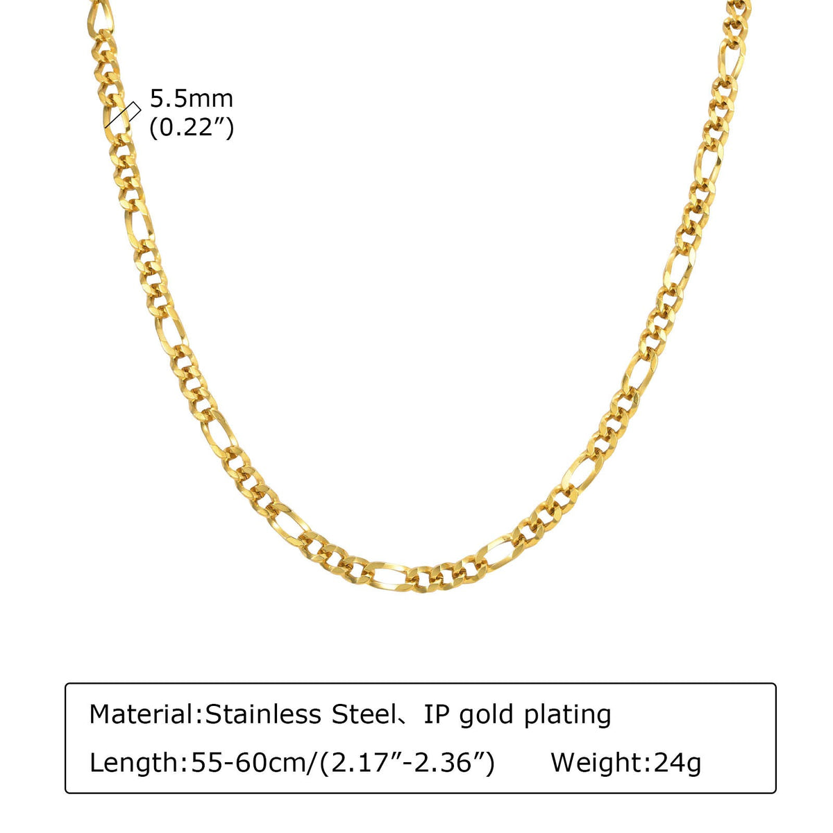 Kemstone Stainless Steel Flat Chain Necklace for Men NC-1381