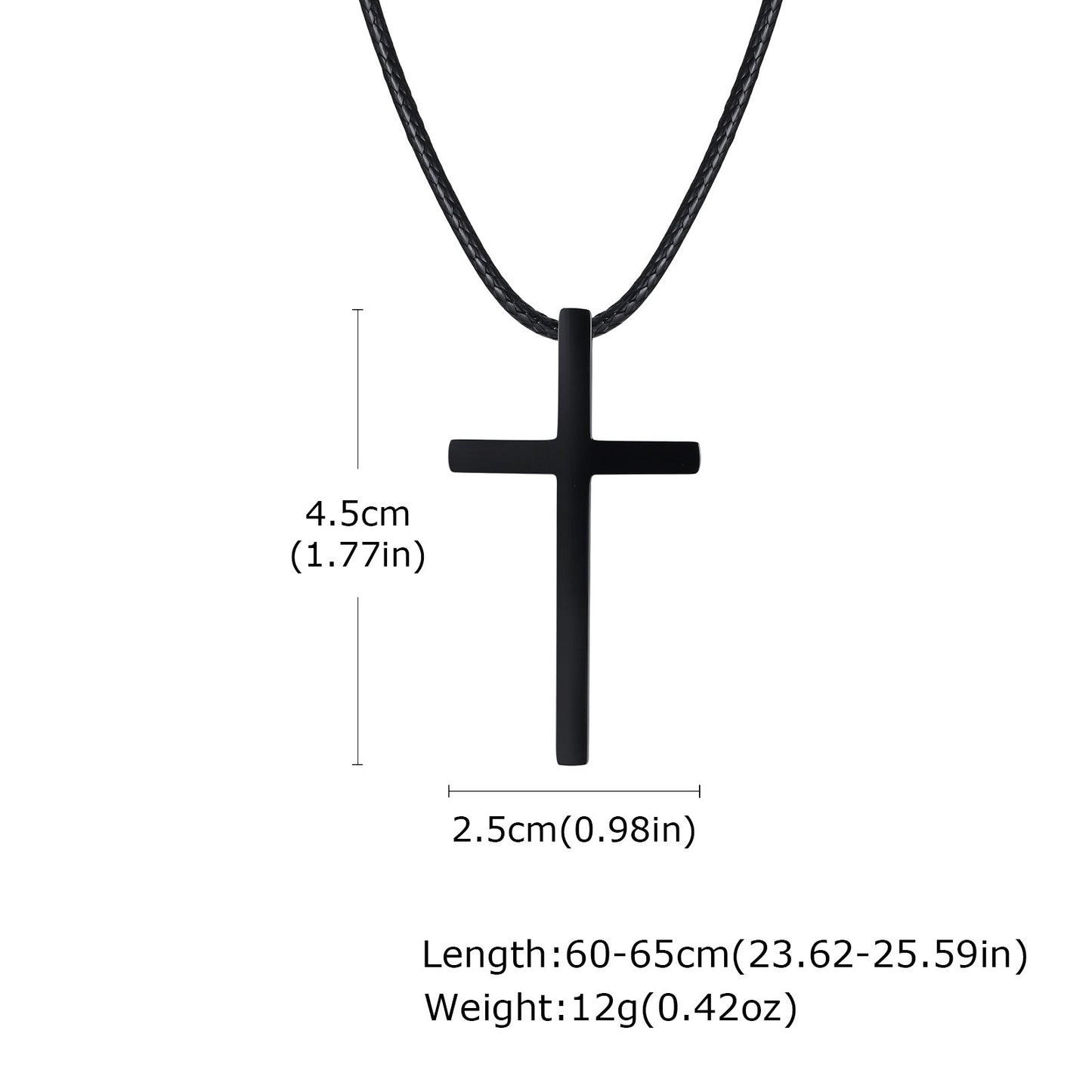 Kemstone Stainless Steel Cross Pendant Necklace with Wax Cord for Men – Black & Silver NC-1977