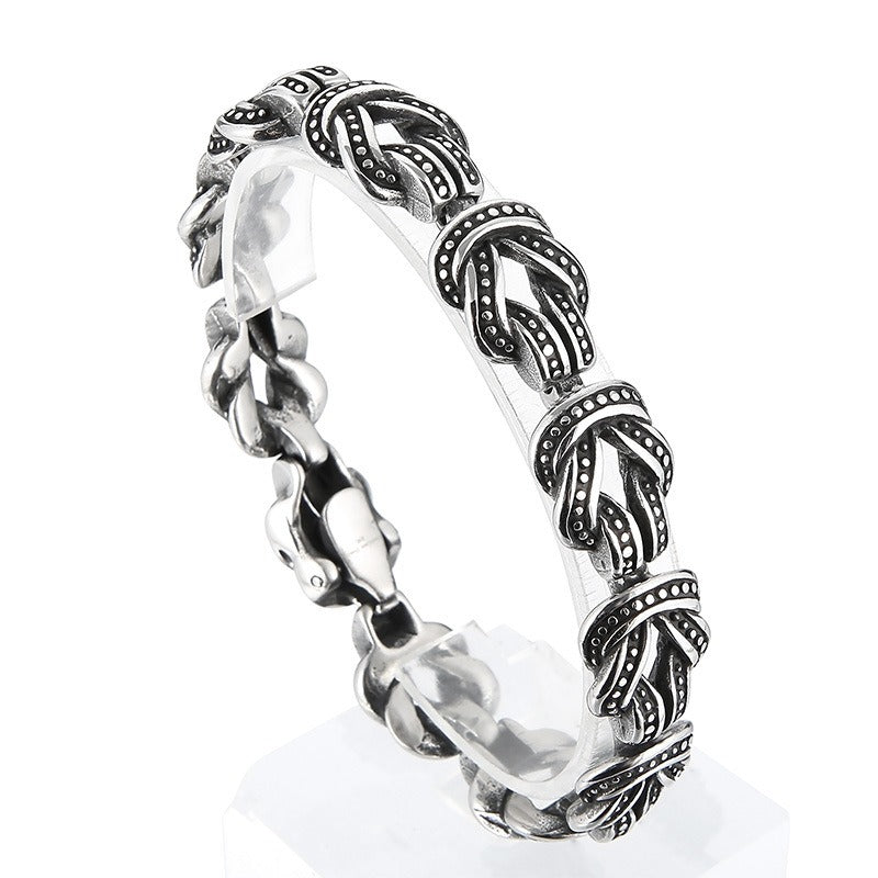 Pulsera punk Kemstone de acero y titanio negro mate - Diseño de puntos geométricos para hombre (ajustable) KB163101-KJX