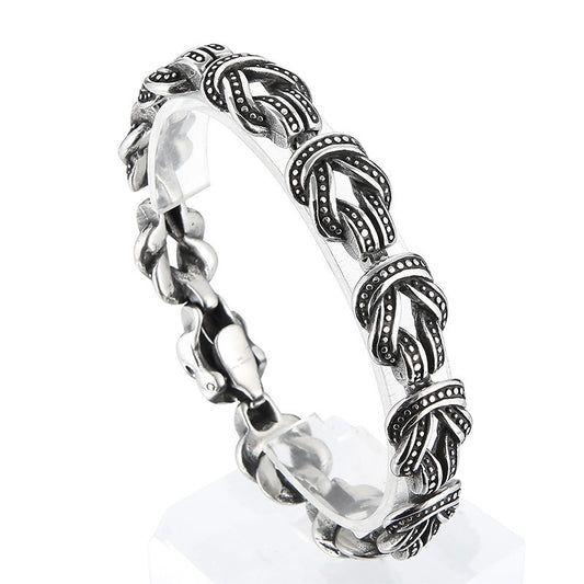 Pulsera punk Kemstone de acero y titanio negro mate - Diseño de puntos geométricos para hombre (ajustable) KB163101-KJX