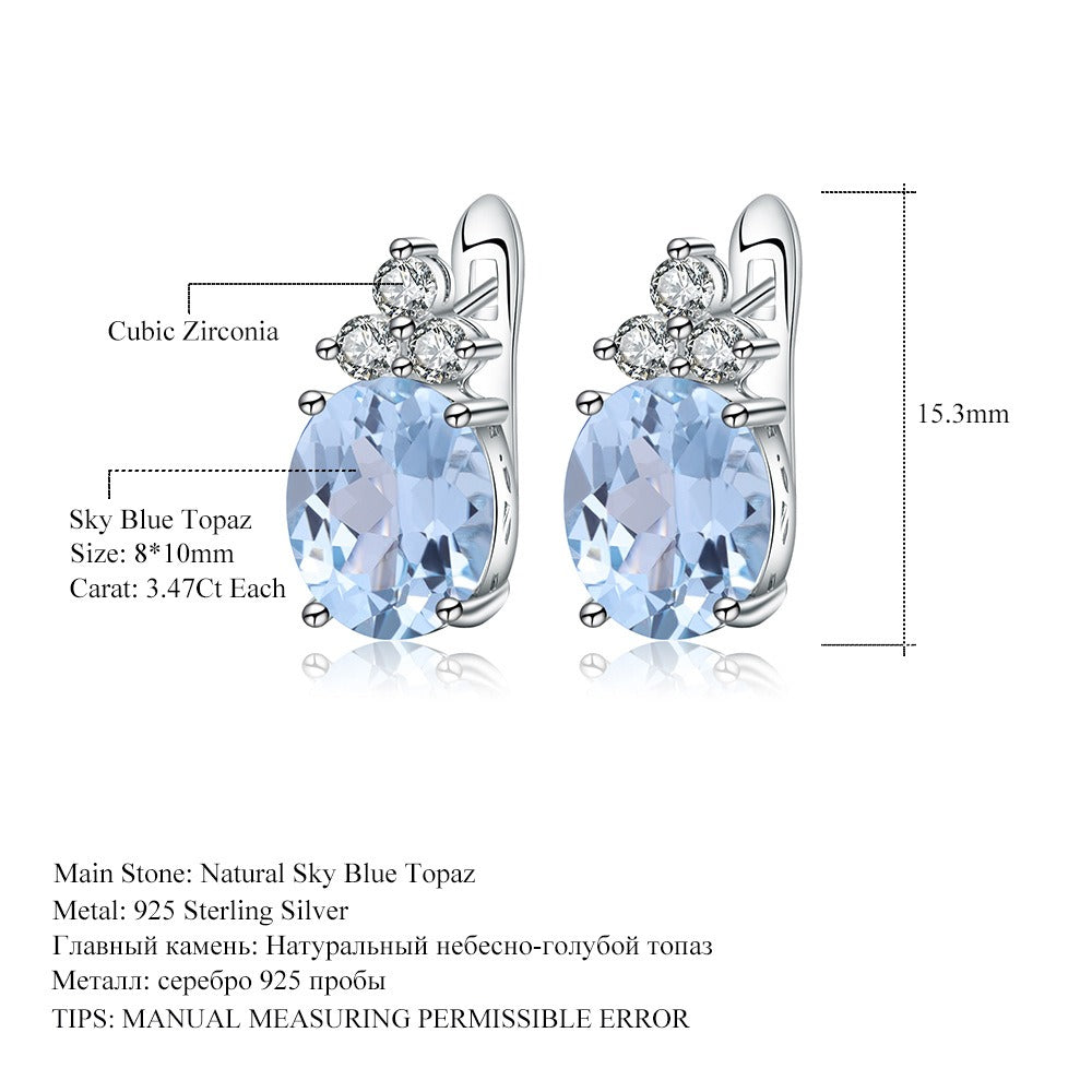Pendientes colgantes de plata de ley S925 con amatista natural (2,60 ct), topacio azul cielo (3,47 ct) y citrino (2,60 ct) de diseño original, hechos a mano por Kemstone.