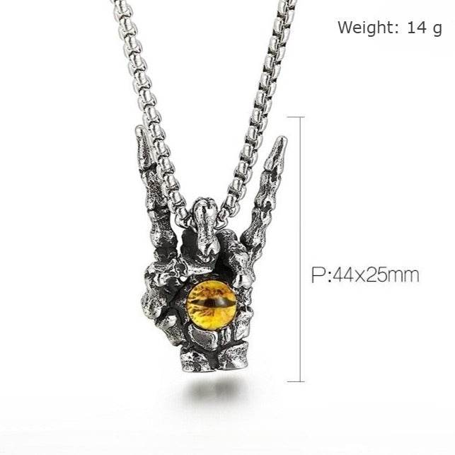 Kemstone Men’s Titanium Steel Victory Hand Pendant – Tiger Eye KP97636