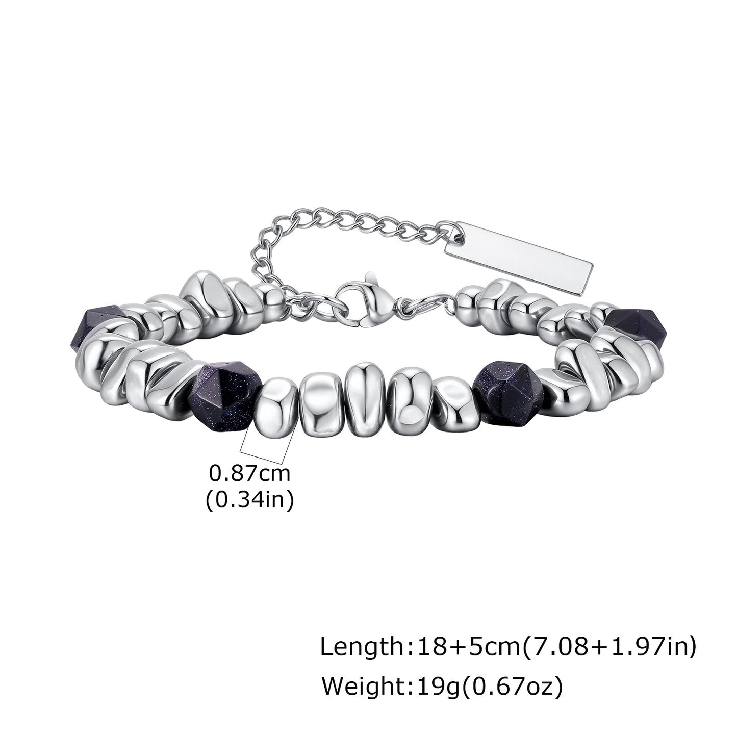 Kemston Stone Bead Bracelet for Men Stainless Steel Layered Design BR-2935