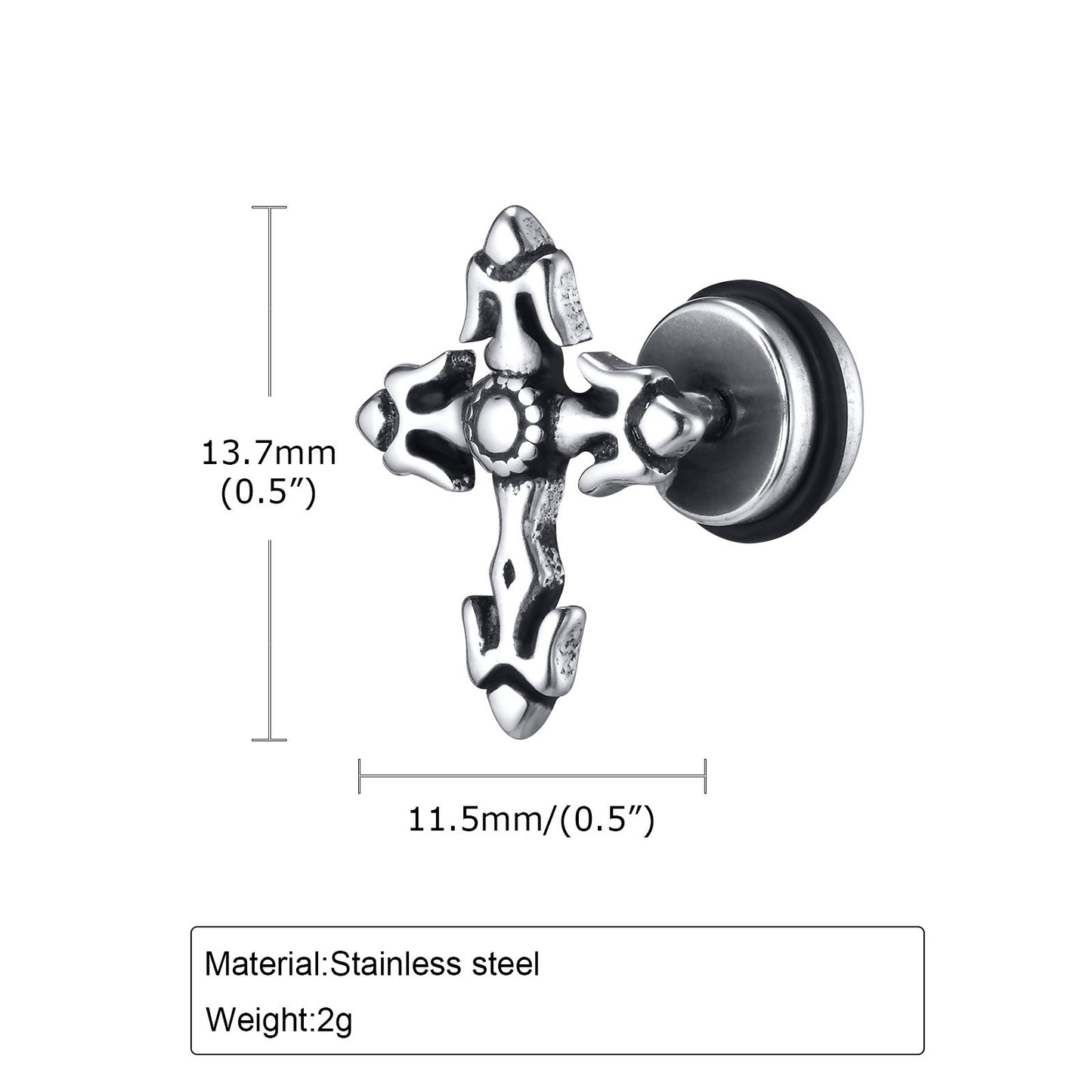 Kemstone Stainless Steel Gothic Stud Earring – Cross Cat Spider Symbol ES-512