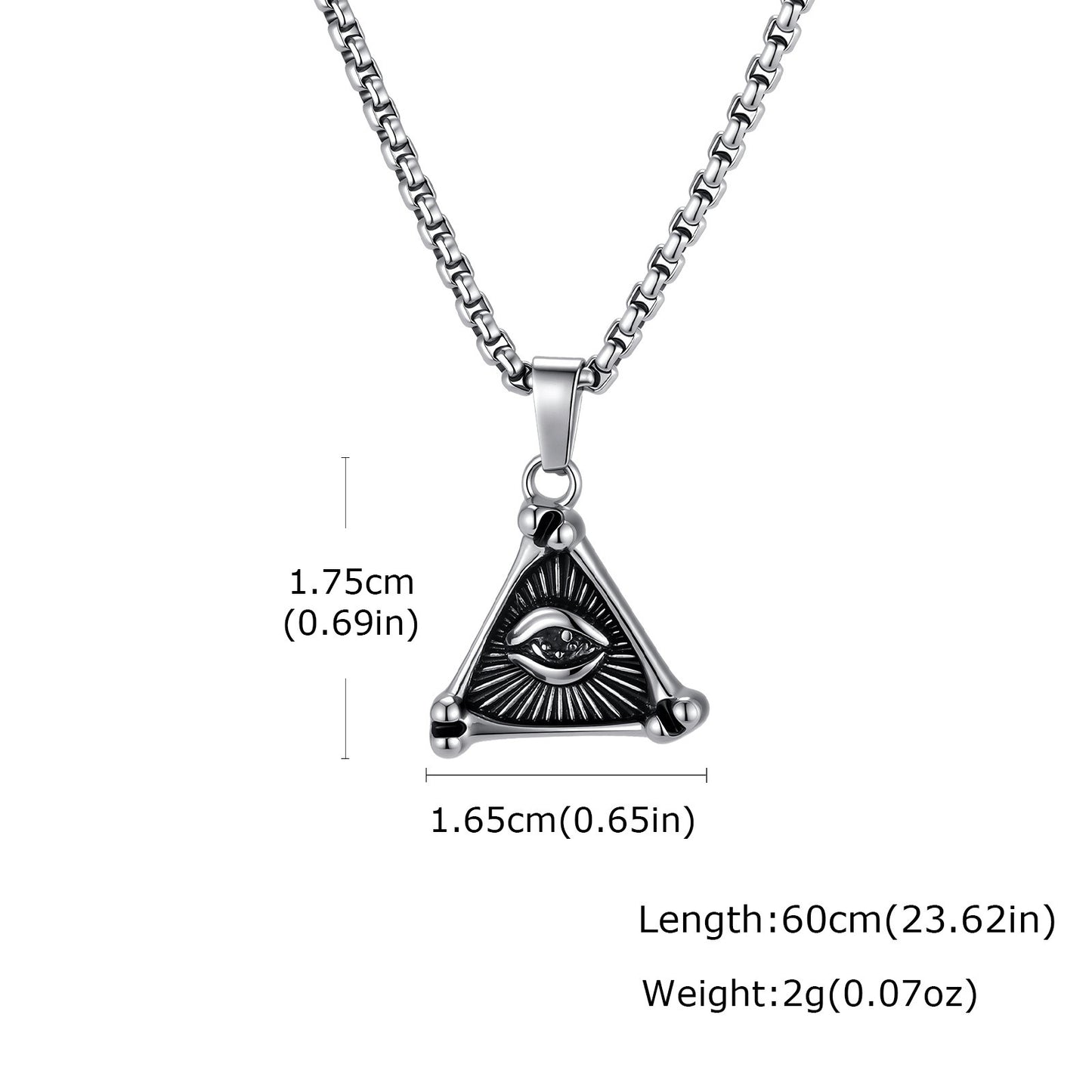 Kemston Triangle Eye Necklace for Men Stainless Steel Gothic Pendant PN-2395