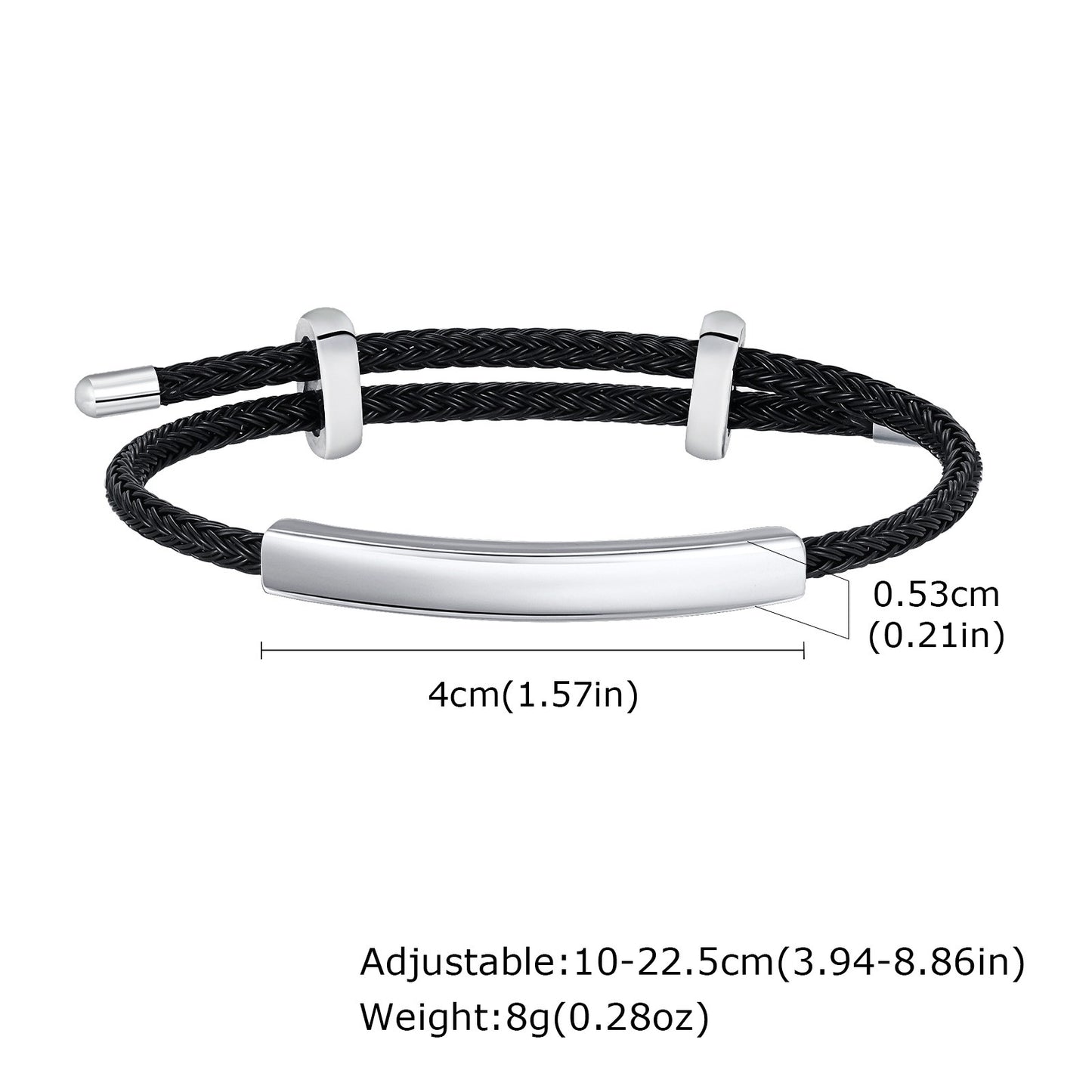Kemstone Men’s Stainless Steel Bracelet – Adjustable Braided Rope Band BR2410