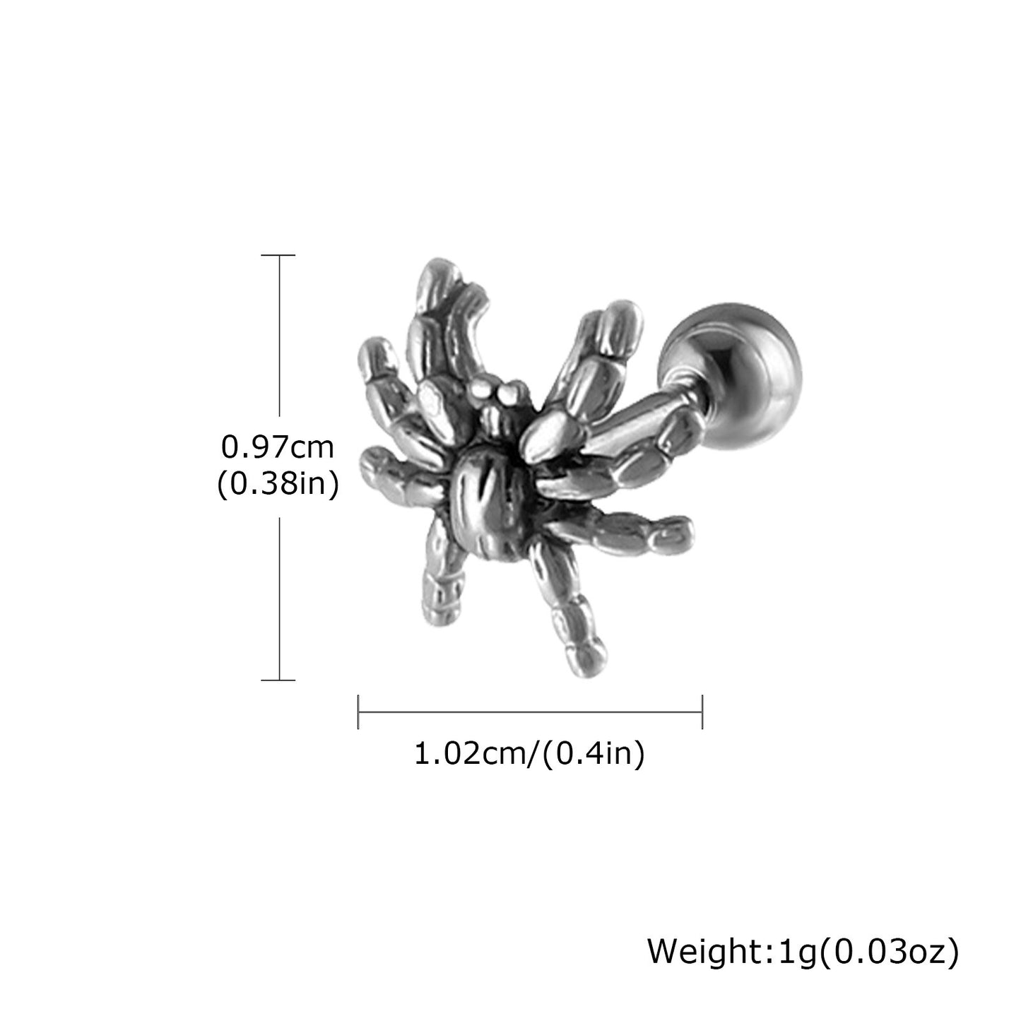 Kemstone Men’s Stainless Steel Spider Stud Earring – Silver ES-460