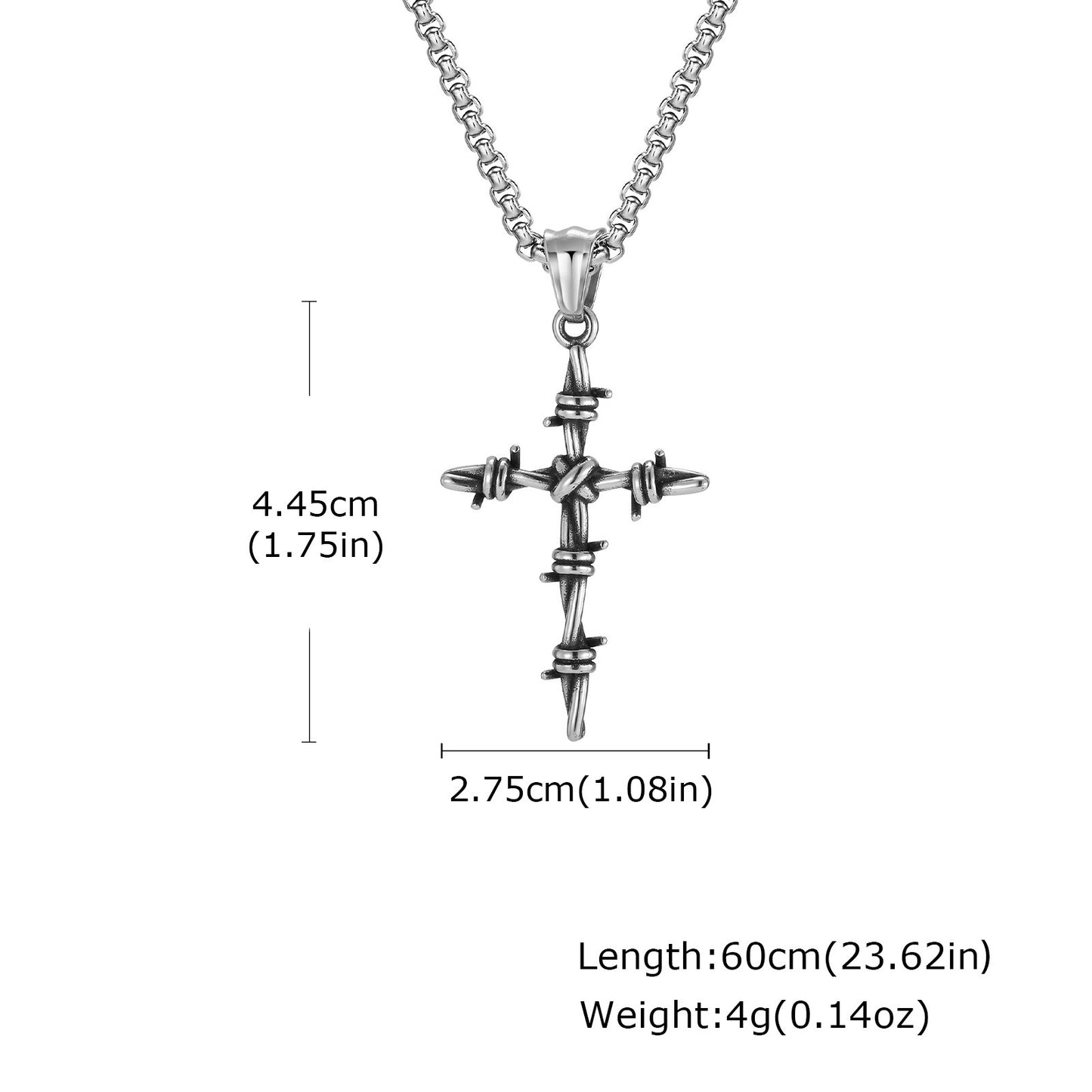 Kemstone Stainless Steel Twisted Cross Pendant Necklace for Men PN-2341