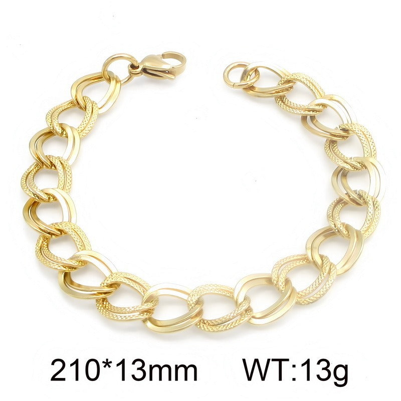 Kemstone Stainless Steel Textured Link Bracelet for Men KB213892-NJ