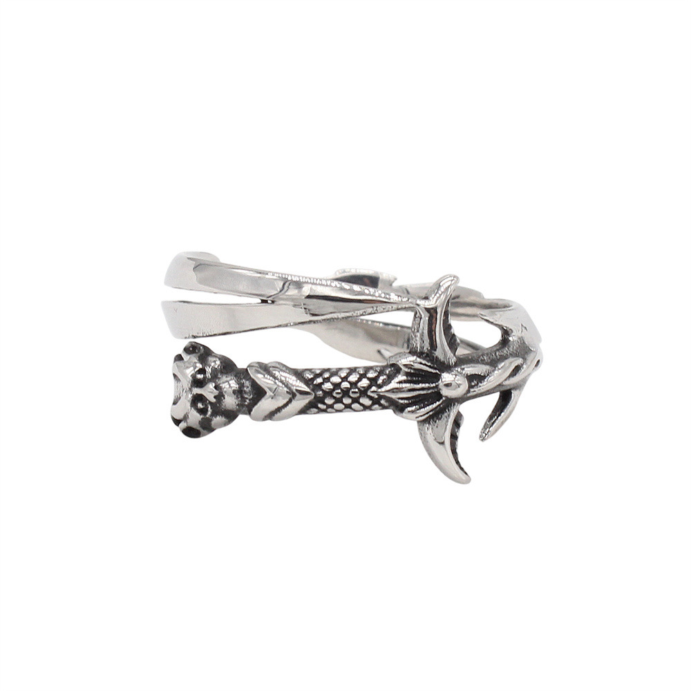 Kemstone Sword Ring for Men Titanium Steel Blade Wrap Vintage Open Style R1874