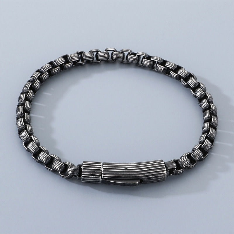 Kemstone Box Link Bracelet Titanium Steel 6mm Textured Chain for Men KB212472-ZGM
