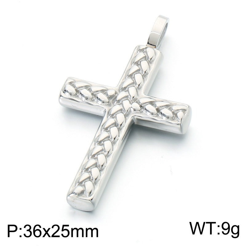 Kemstone Titanium Steel Wheat Texture Cross Pendant for Men KN302490-GC