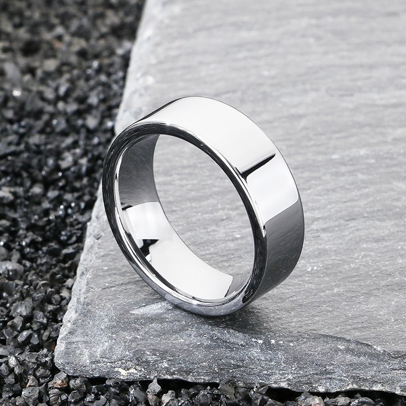 Kemstone Men’s Tungsten Steel Ring – 8mm Polished Minimalist Band KR114256-TS