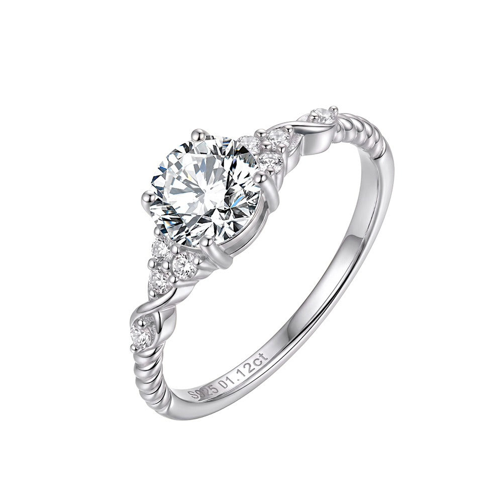 Kemston 1CT Moissanite Ring for Women 925 Sterling Silver Twisted Band SMOR28