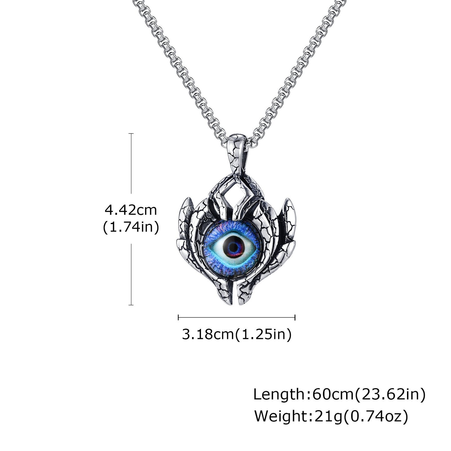 Kemstone Stainless Steel Blue Eye Pendant Necklace – Street Style Symbol for Men PN-2155