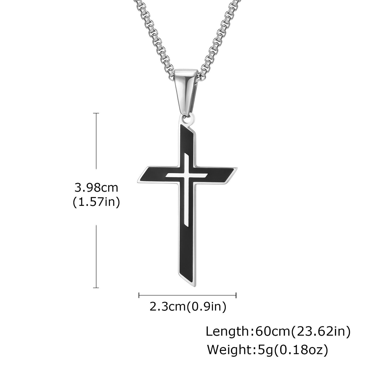 Kemstone Stainless Steel Black Resin Cross Pendant Necklace for Men PN-2178