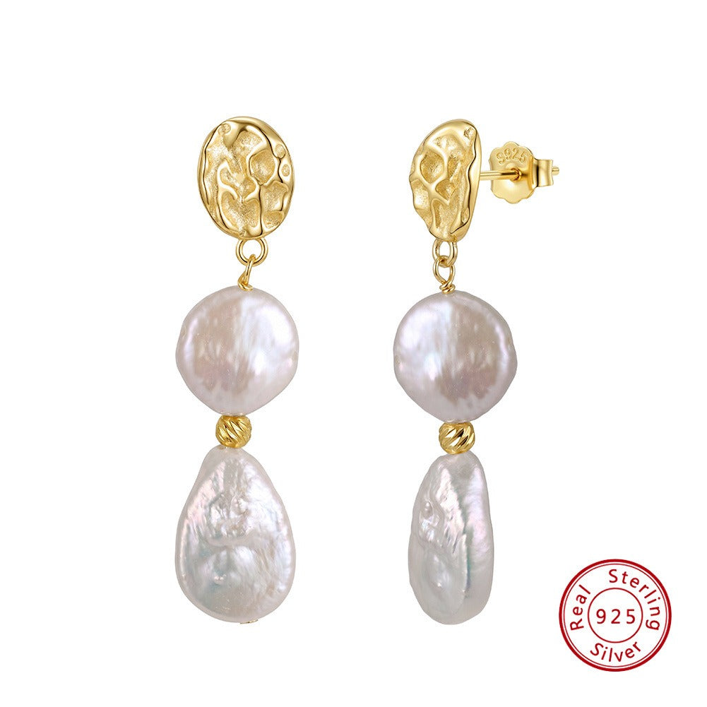 Kemstone Freshwater Pearl Double Drop Earrings for Women 925 Sterling Silver GPE149