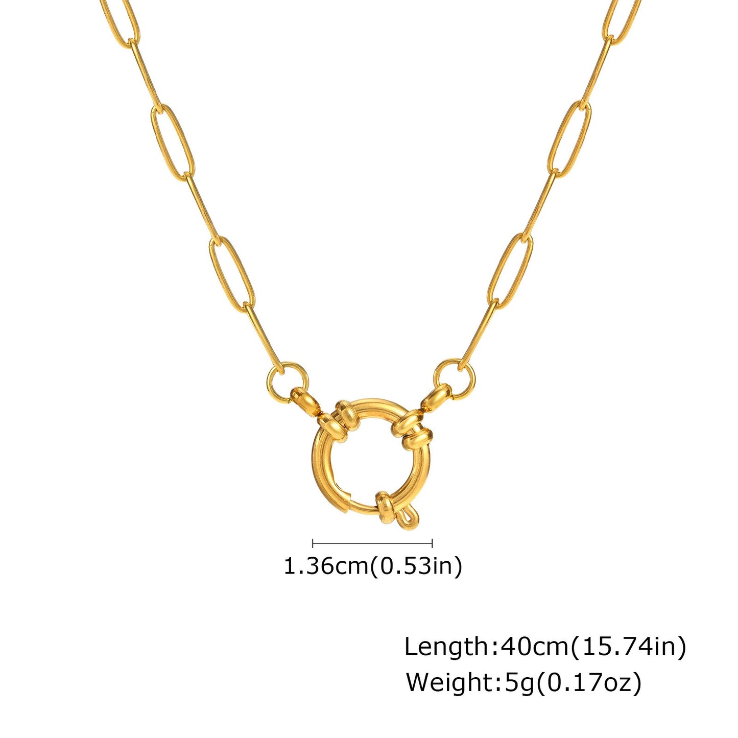 Collar de cadena rectangular geométrica de oro de 18 quilates con cierre de burbuja. Joyería moderna de acero inoxidable para mujer, ideal para combinar con otras piezas sin esfuerzo. 1887