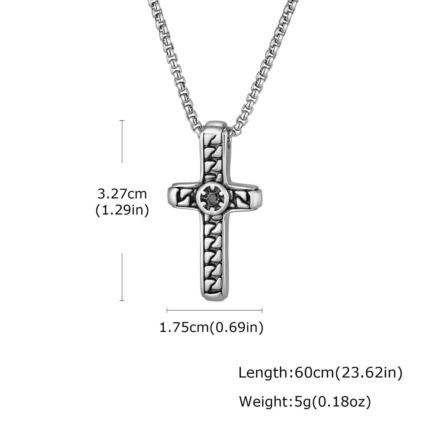 Kemston Stainless Steel Woven Texture Cross Pendant Necklace for Men PN-2394