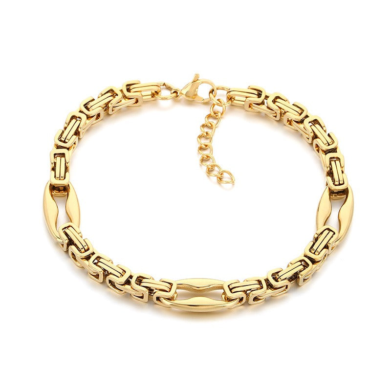 Kemstone Byzantine Chain Bracelet for Men – Titanium Steel Imperial Link KB209968-ZCG