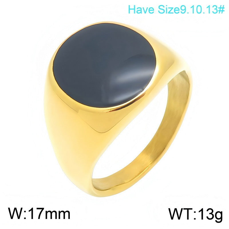 Kemstone Black Resin Signet Ring for Men Titanium Steel KR116511-KFC
