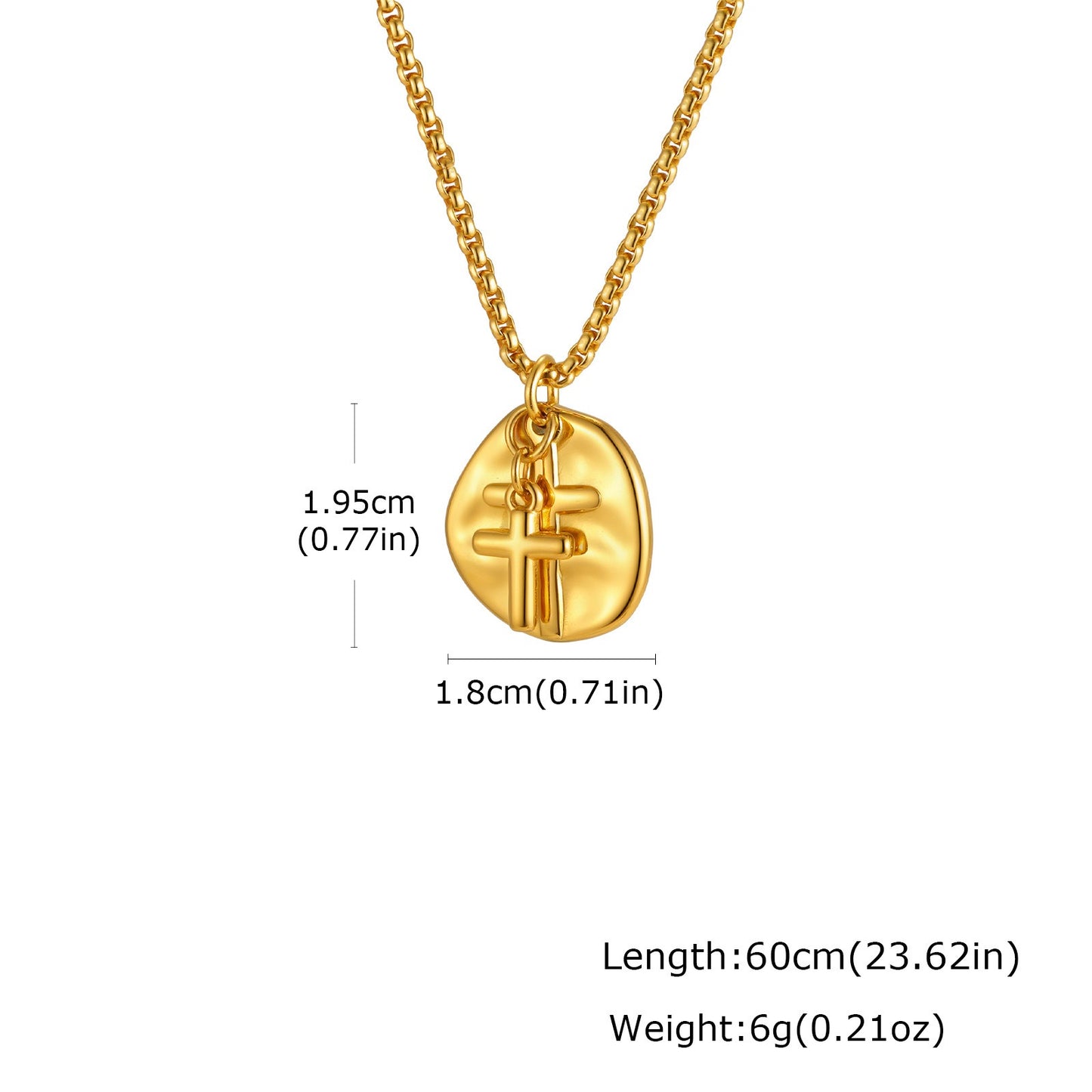 Kemstone Vintage Coin Medallion Necklace with Cross Pendant for Men Stainless Steel PN-2277