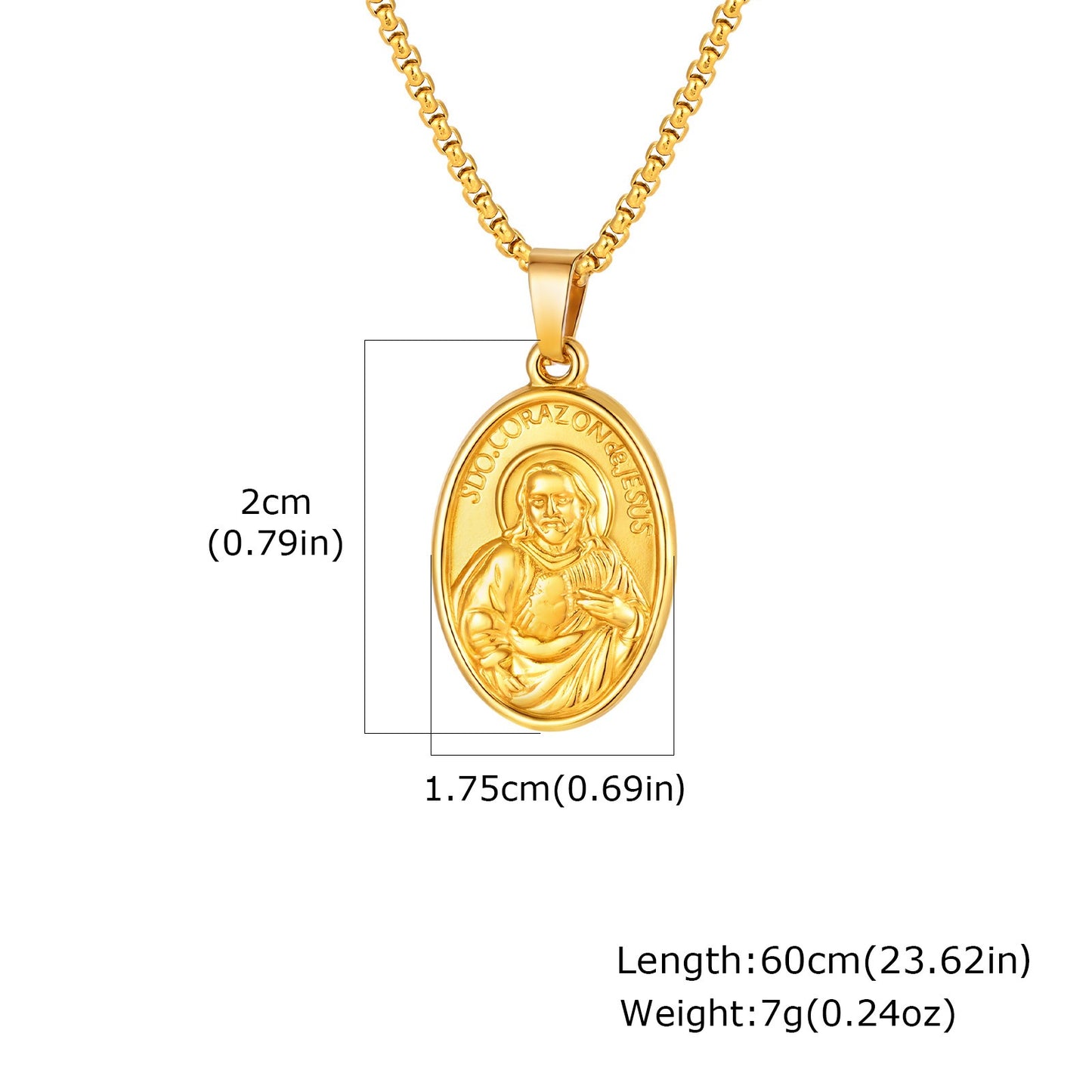 Kemstone Coin Pendant Necklace Vintage Portrait Gold Plated Medallion for Men PN-2309